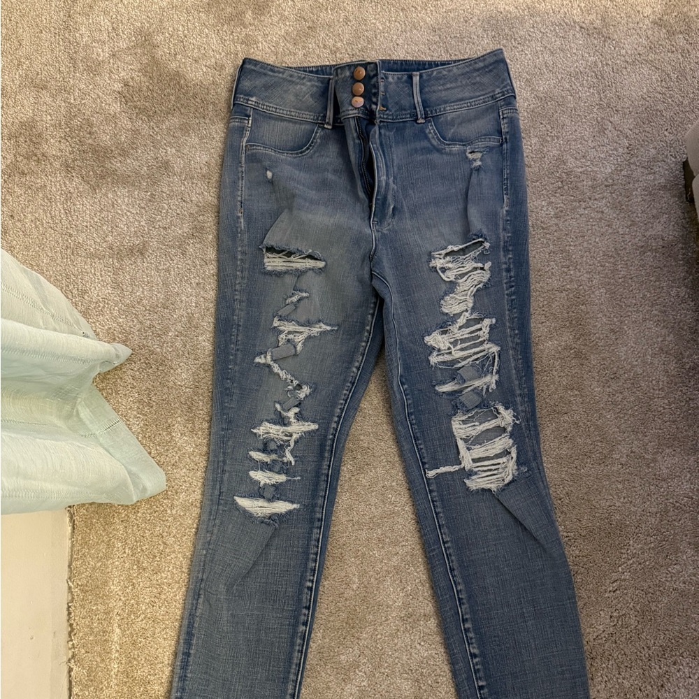 American Eagle Outfitters Ripped Blue Skinny Jeans